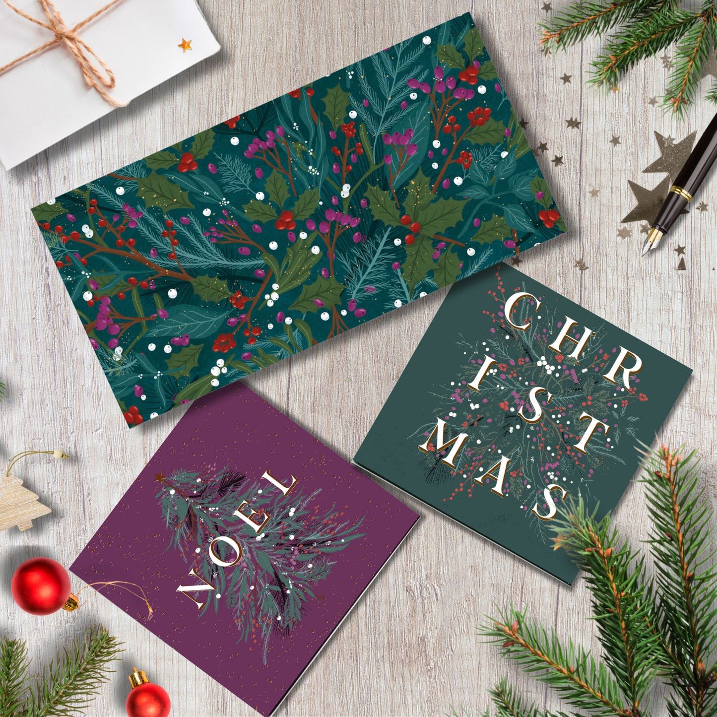 Box Of 10 British Heart Foundation Charity Festive Foliage Christmas Cards