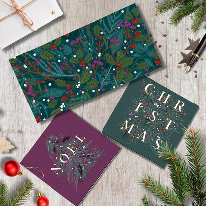 Box Of 10 British Heart Foundation Charity Festive Foliage Christmas Cards