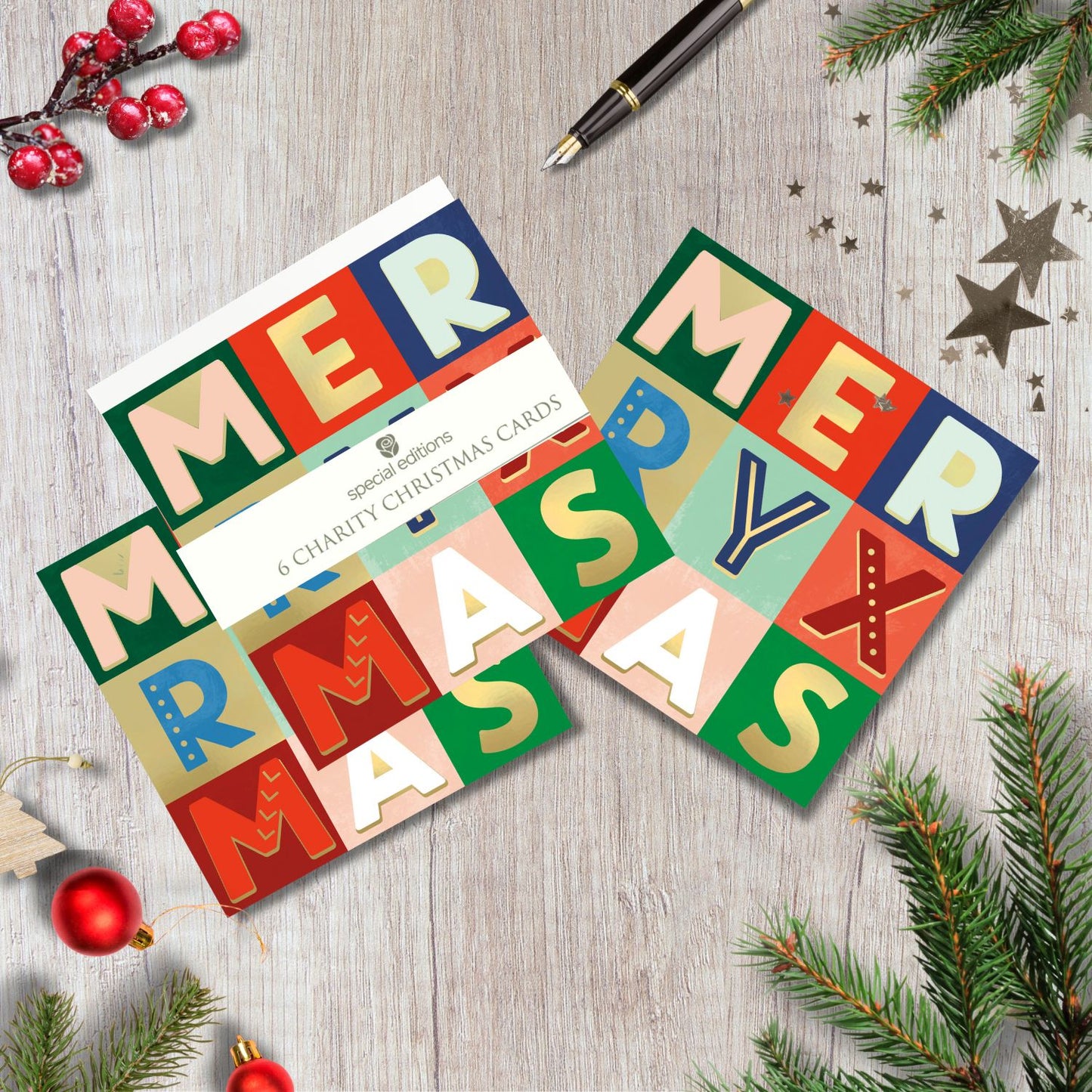 Pack Of 6 Merry Xmas Charity Christmas Cards Multiple Charities