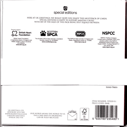 Pack Of 6 Season's Greetings Trees Charity Christmas Cards Multiple Charities