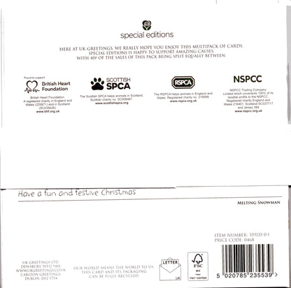 Pack Of 6 Marshmallow Snowman Charity Christmas Cards Multiple Charities
