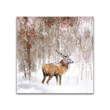 Pack Of 6 Winter Woodland Stag Charity Christmas Cards Multiple Charities