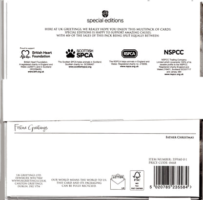 Pack Of 6 Father Christmas Charity Christmas Cards Multiple Charities