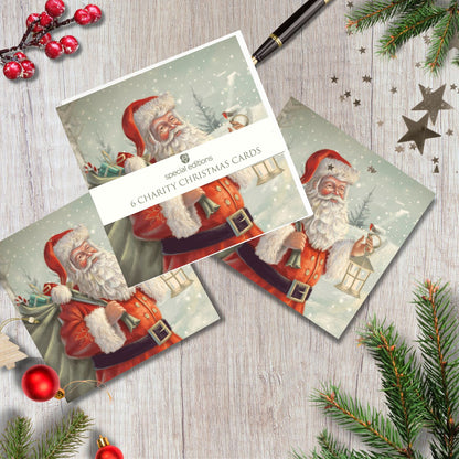 Pack Of 6 Father Christmas Charity Christmas Cards Multiple Charities