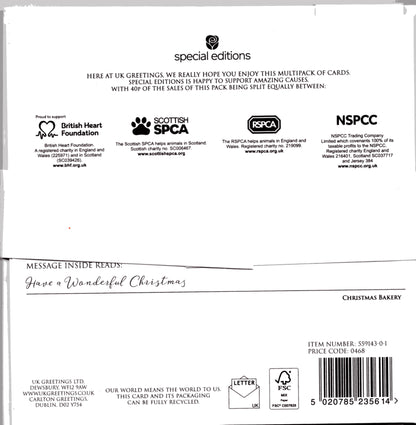 Pack Of 6 Season's Greetings Festive Charity Christmas Cards Multiple Charities