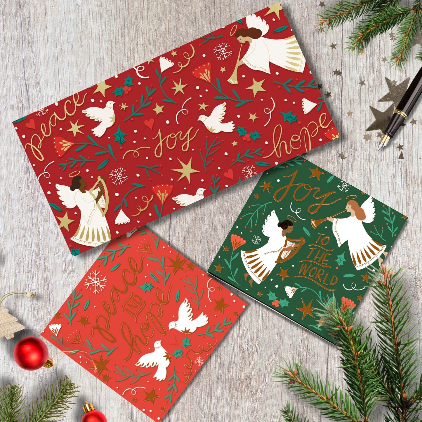 Box Of 10 Marie Curie Charity Peace & Hope Christmas Cards In 2 Designs