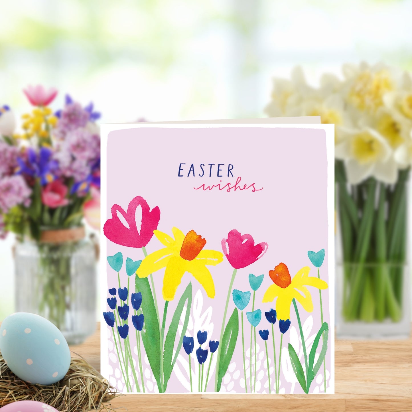Easter Wishes Artistic Watercolour  Easter Greeting Card