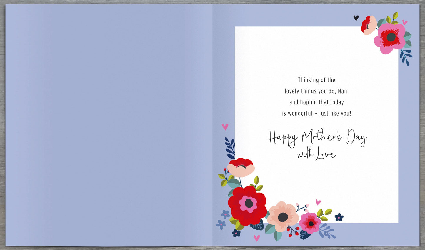 Lovely Nan Floral Heart & Cat On Mother's Day Card