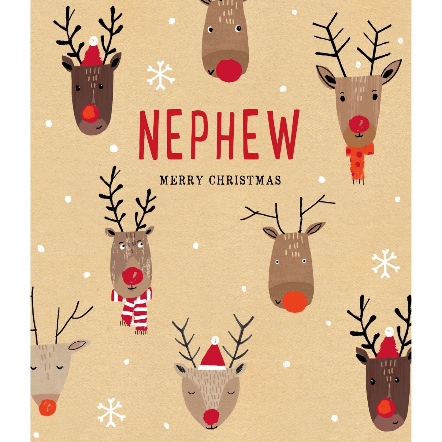 Nephew Christmas Card Merry Christmas Foiled Fun Reindeers Xmas Greetings
