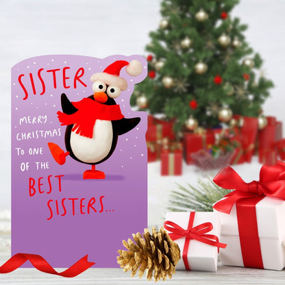 Crackers To One Of The Best Sisters Funny Penguin-Tastic Christmas Greeting Card