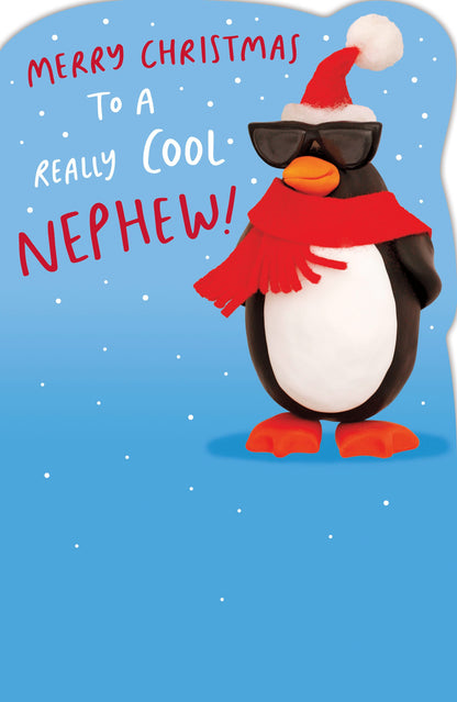 Crackers Really Cool Nephew Funny Penguin Christmas Greeting Card