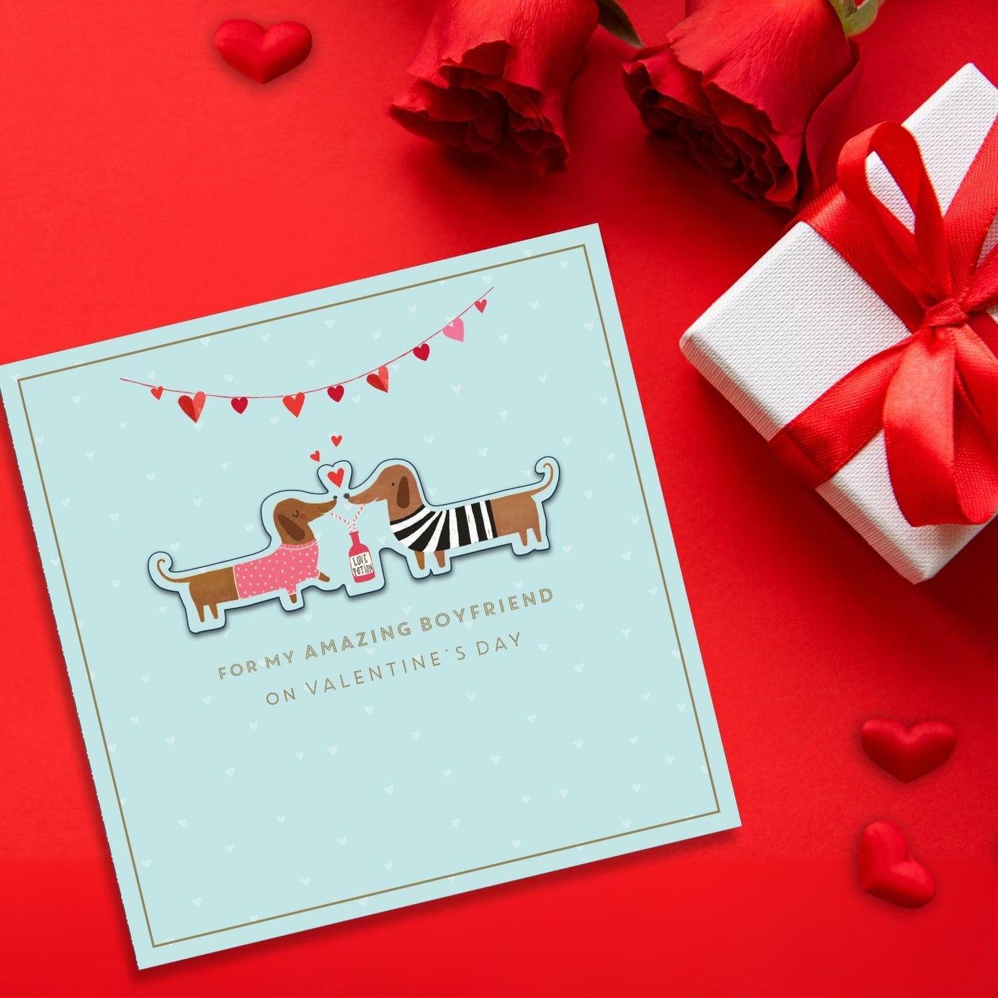 Amazing Boyfriend Puppy Love Potion Valentine's Day Hand-Finished Greeting Card