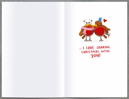 Crackers Cute Robins To The One I Love At Christmas Greeting Card