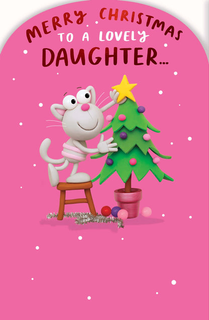 Crackers Lovely Daughter Cute Purrfectly Festive Cat Christmas Greeting Card