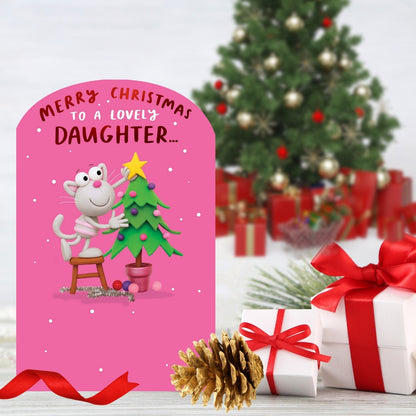 Crackers Lovely Daughter Cute Purrfectly Festive Cat Christmas Greeting Card