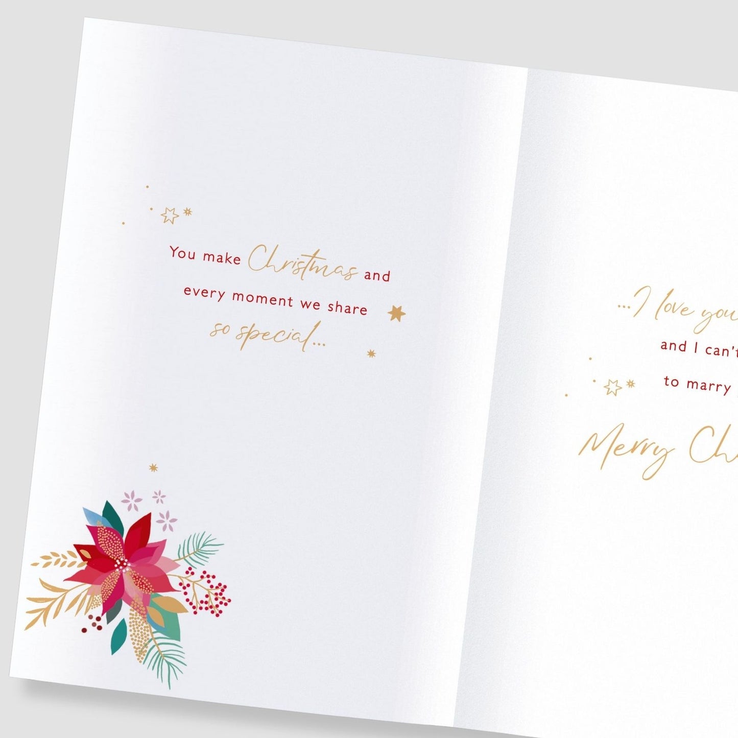 Fiancée Christmas Card With Love Foiled Robins & Champagne Flutes Xmas Greetings