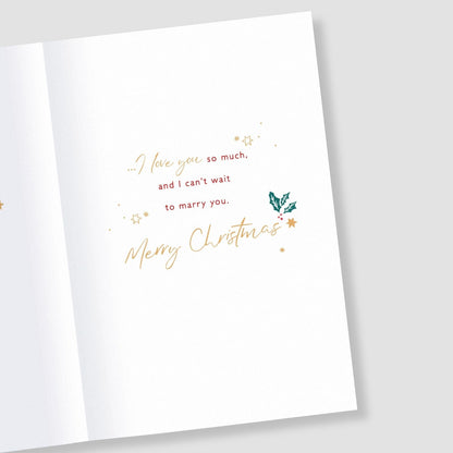 Fiancée Christmas Card With Love Foiled Robins & Champagne Flutes Xmas Greetings