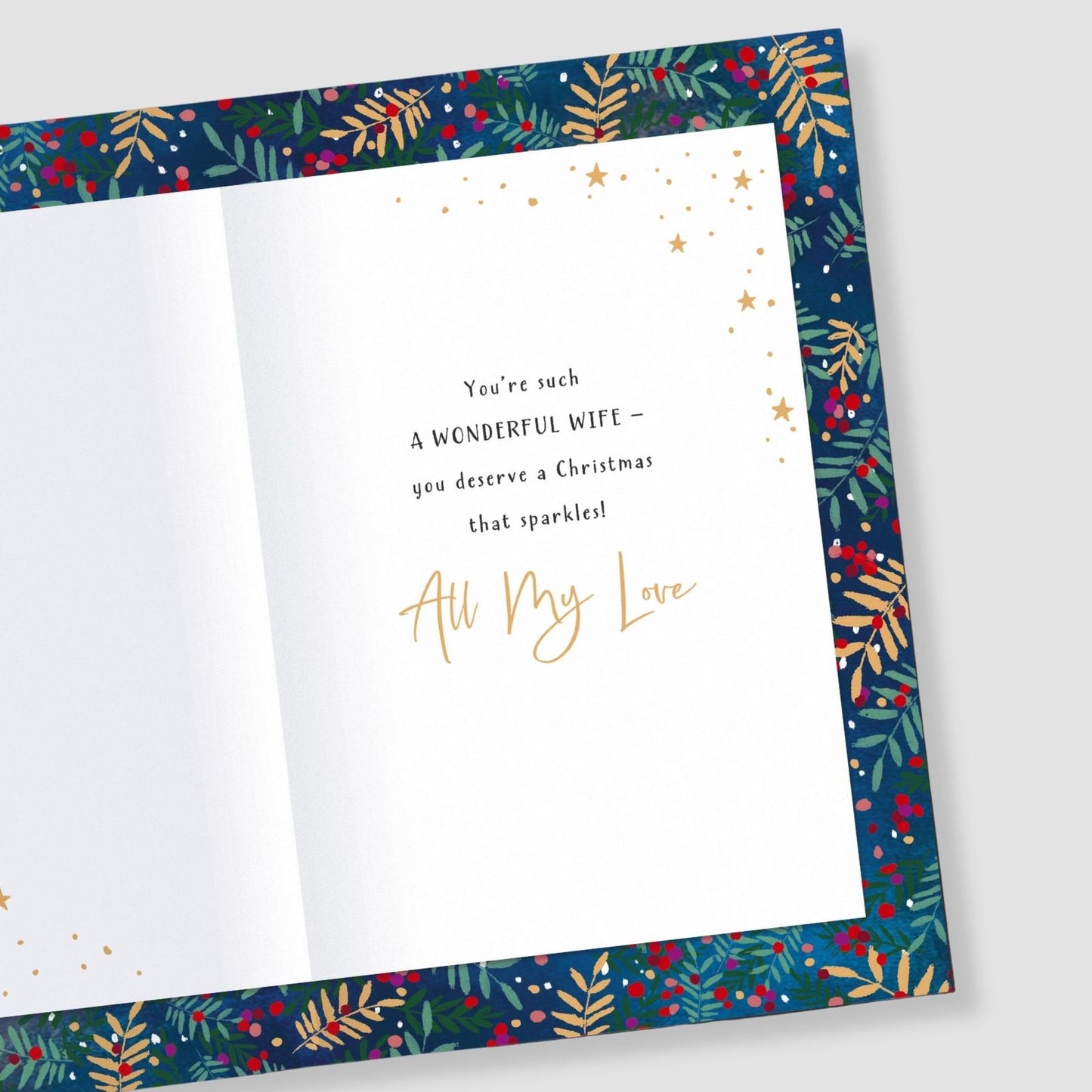 Beautiful Wife Christmas Card Foiled Embellished Champagne Toast Xmas Greetings