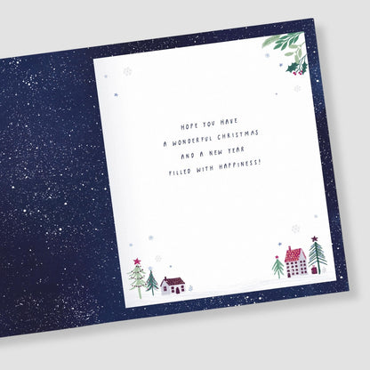 Across the Miles Christmas Card Christmas Wishes Foiled Globe Xmas Greetings