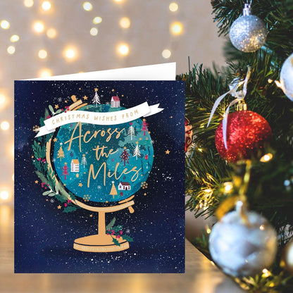 Across the Miles Christmas Card Christmas Wishes Foiled Globe Xmas Greetings