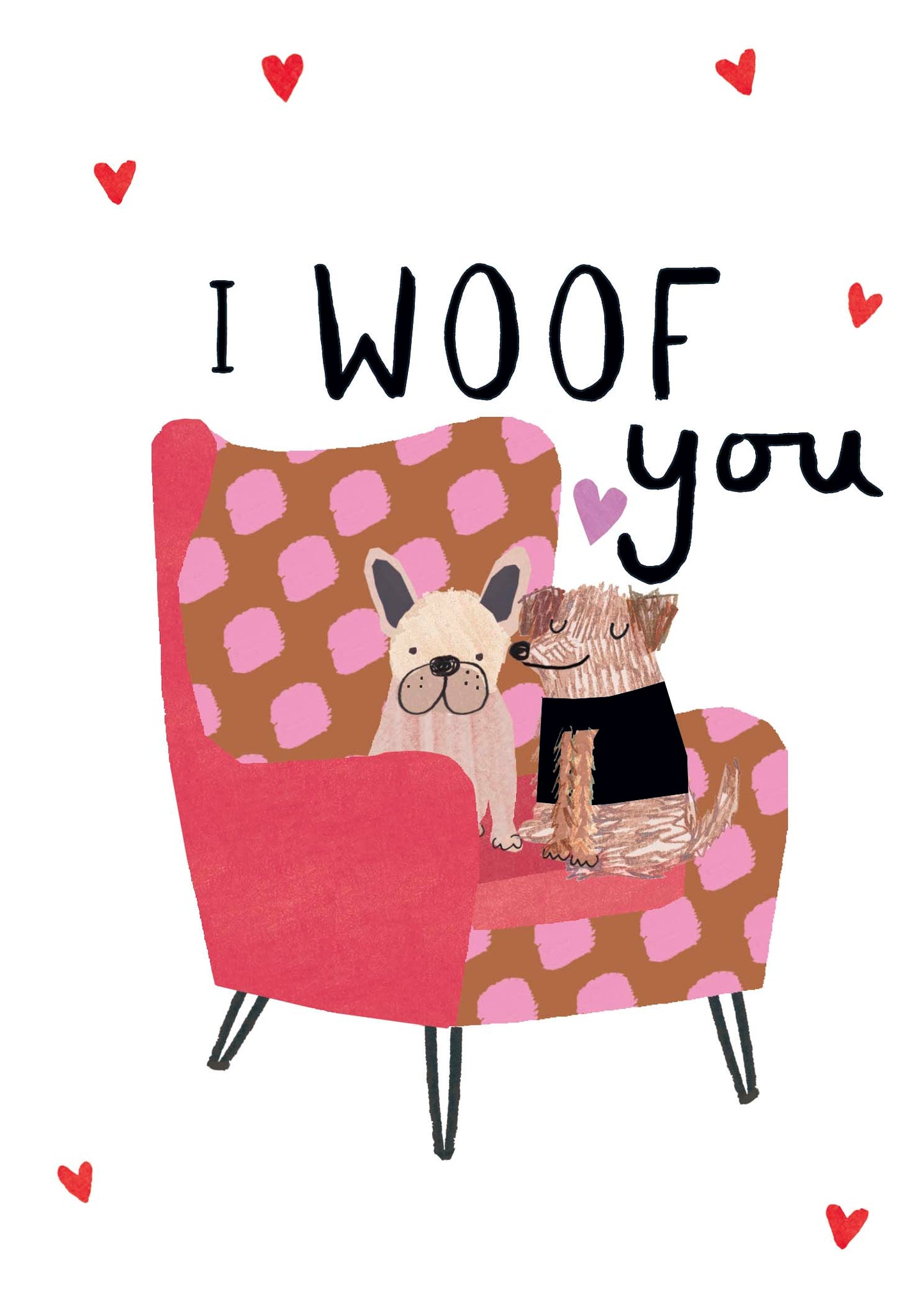 I Woof You Puppy Lovebirds Forever Valentines Day Contemporary Greeting Card