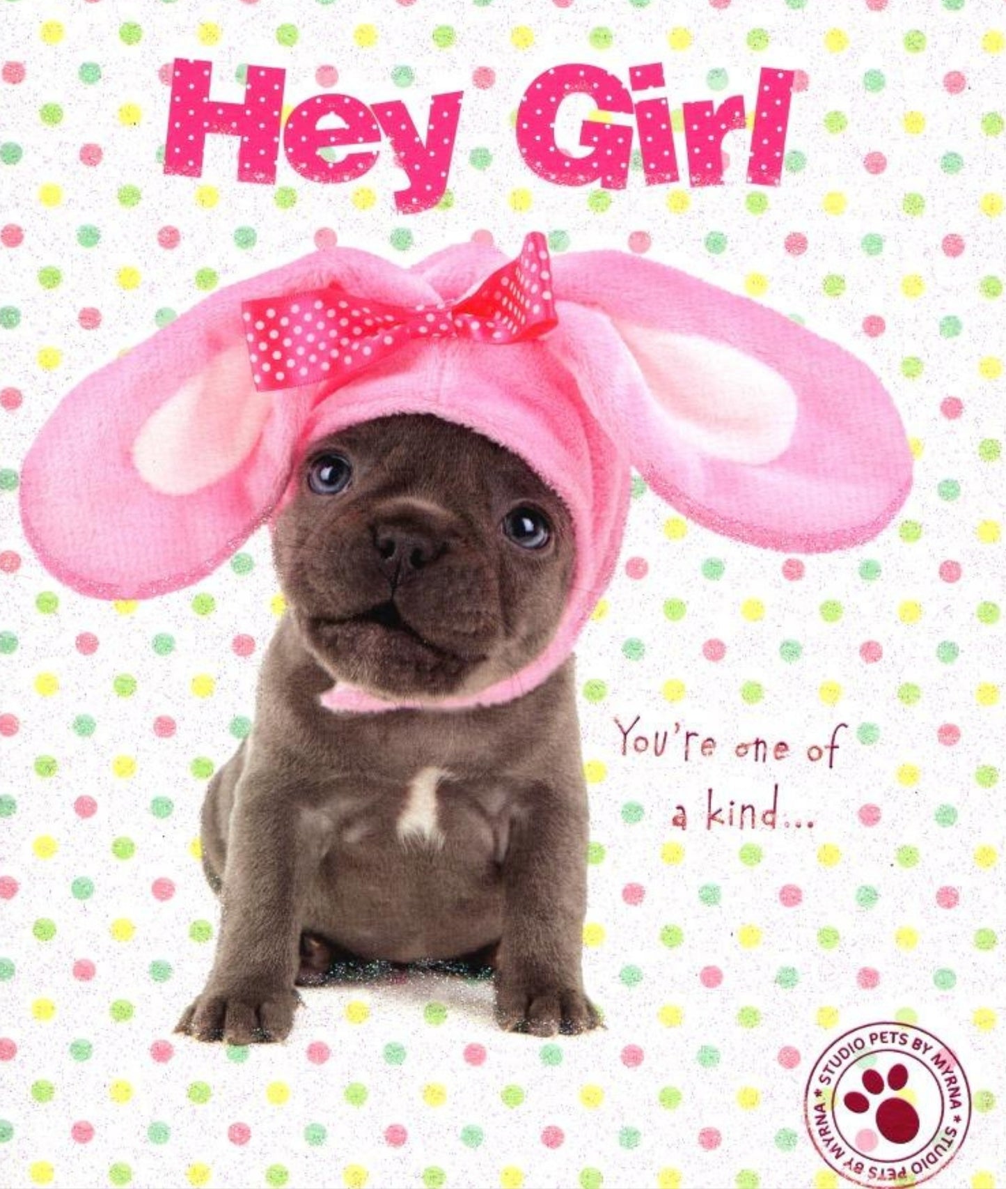 Hey Girl Cute Puppy Dog Studio Pets Easter Greeting Card