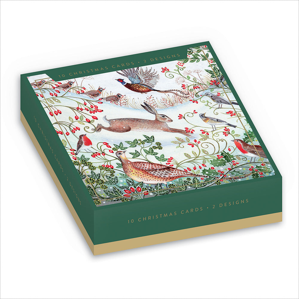 Box of 10 Christmas Cards In Winter Wildlife Designs