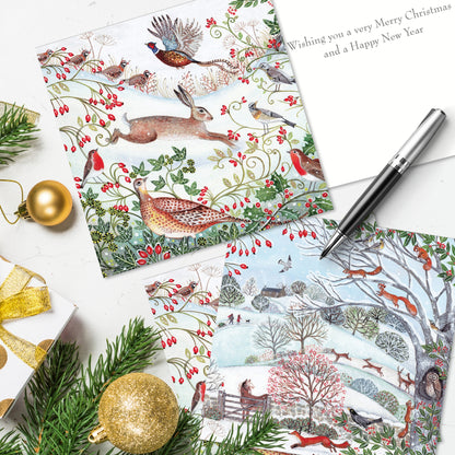 Box of 10 Christmas Cards In Winter Wildlife Designs