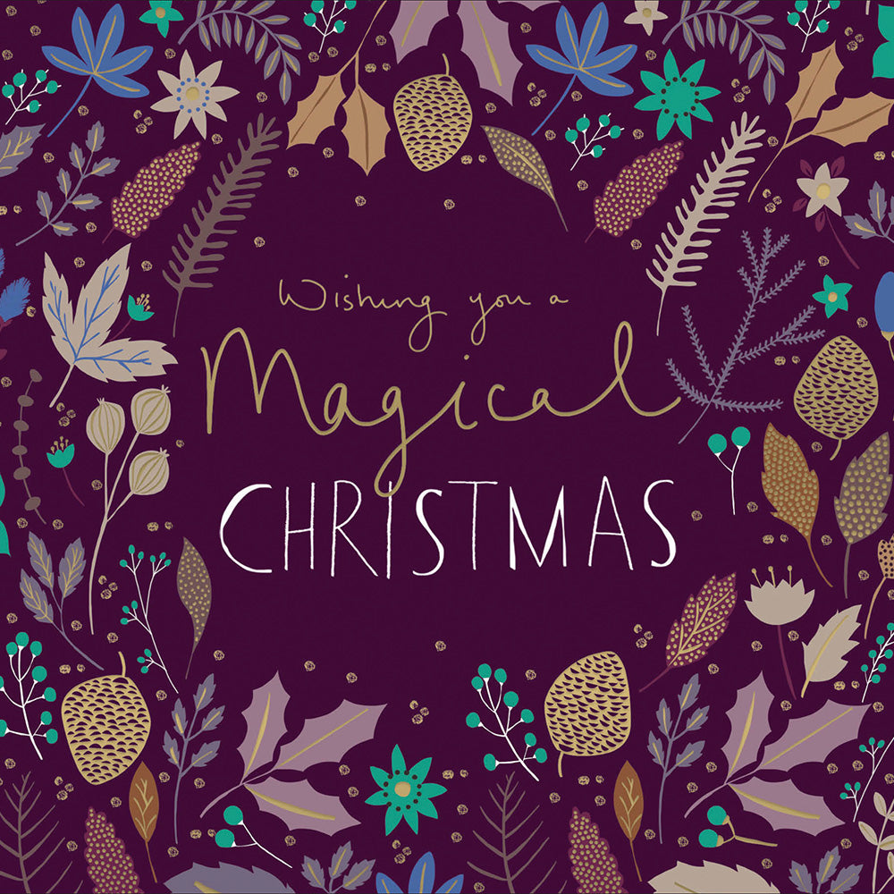 Box of 10 Christmas Cards In Xmas Tree & Leaf Designs