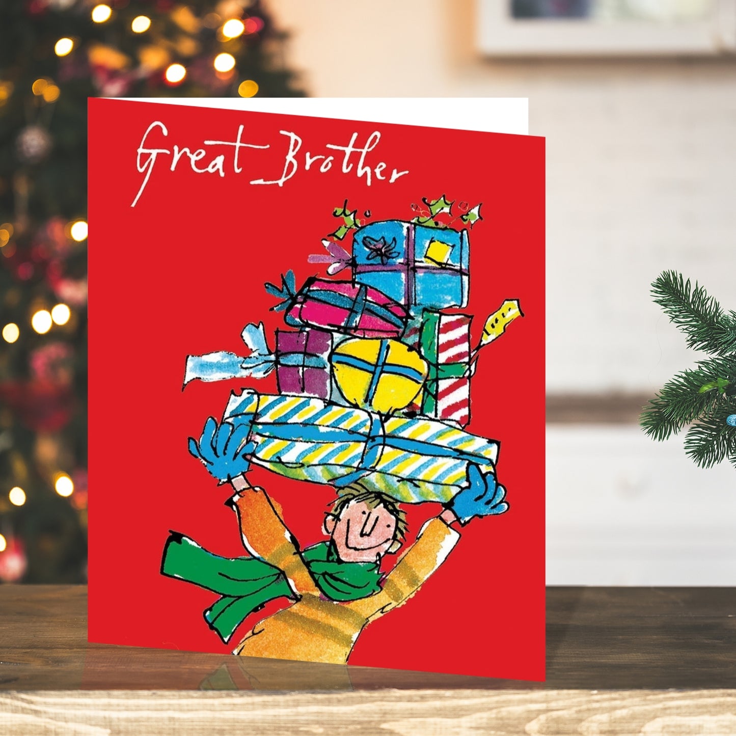 Great Brother Bearing Gifts Quentin Blake Christmas Greeting Card
