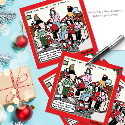 Box of 6 Family At Christmas Luxury Foiled Christmas Cards