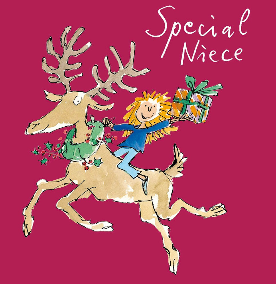 Special Niece Reindeer Quentin Blake Christmas Greeting Card