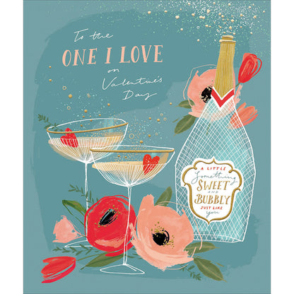To The One I Love Bubbly Champagne Foiled Valentine's Day Card