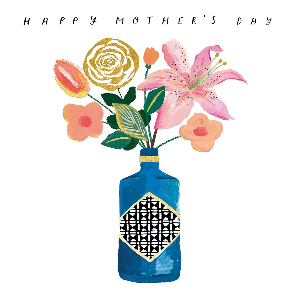 Flowers In A Bottle Foiled Mother's Day Card