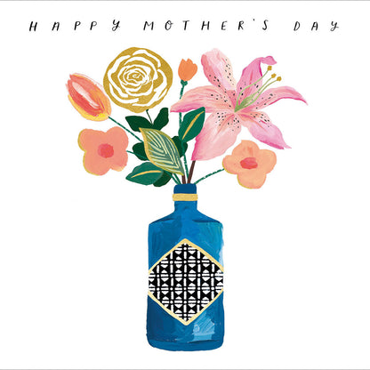 Flowers In A Bottle Foiled Mother's Day Card