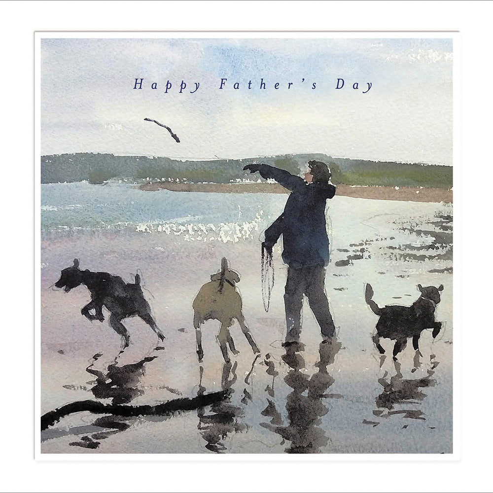 Walking The Dog's Watercolour Happy Father's Day Greeting Card
