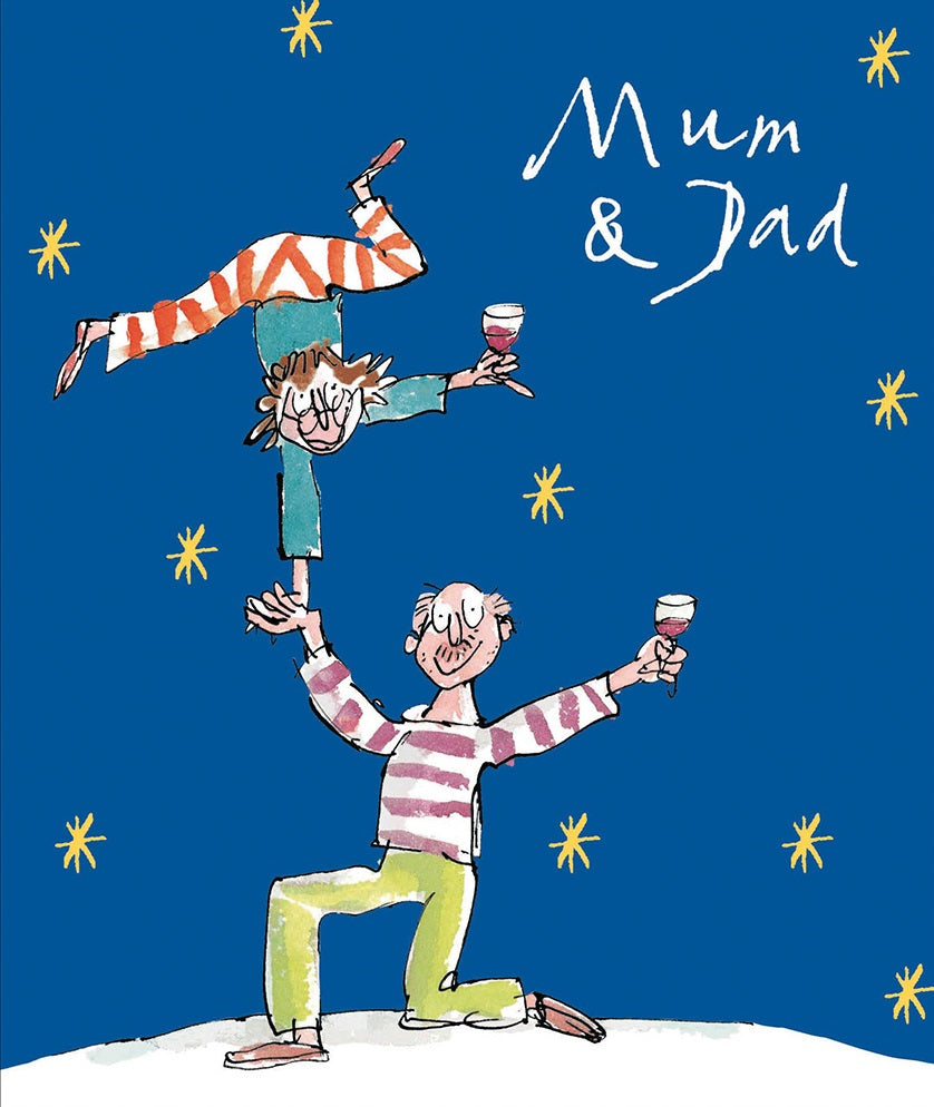 Quentin Blake Mum & Dad Dancing & Drinking Christmas Card