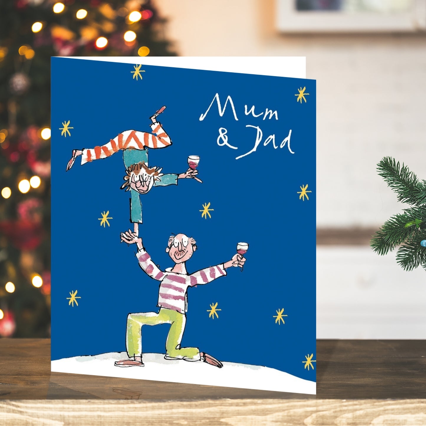 Quentin Blake Mum & Dad Dancing & Drinking Christmas Card