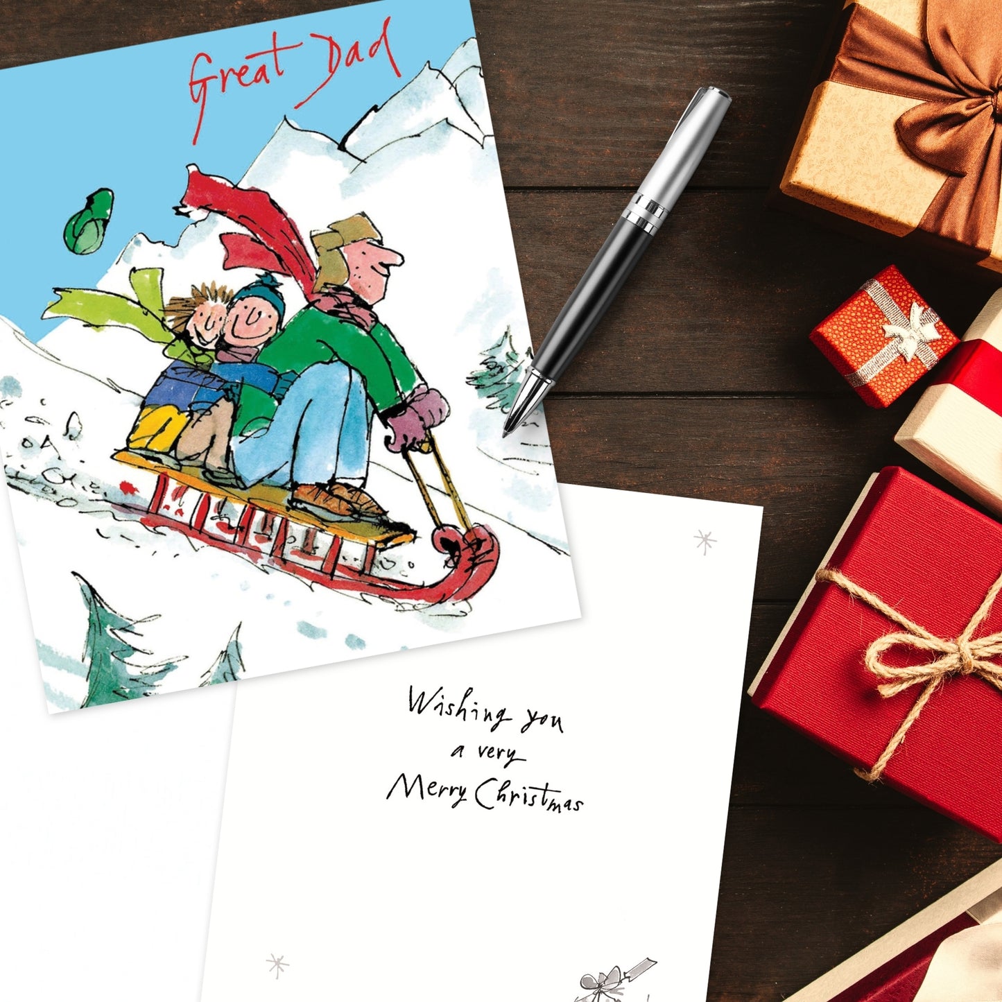 Quentin Blake Great Dad Making The Kids Smile Christmas Card