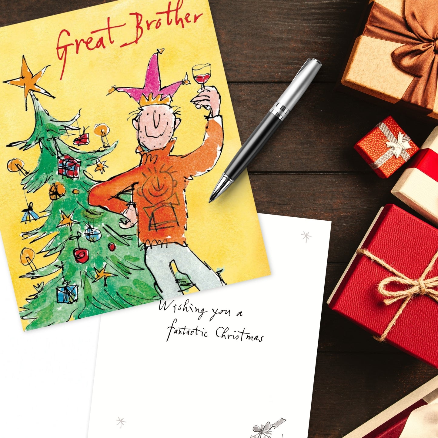 Quentin Blake Great Brother Xmas Tree Festive Christmas Card