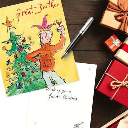 Quentin Blake Great Brother Xmas Tree Festive Christmas Card