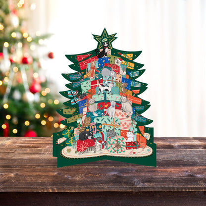 Large 3D Advent Calendar Cats Xmas Tree Christmas Advent Calendar Gift Idea