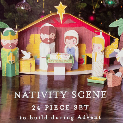 Large 3D Advent Calendar 24 Piece Nativity Set Christmas Advent Calendar Gift