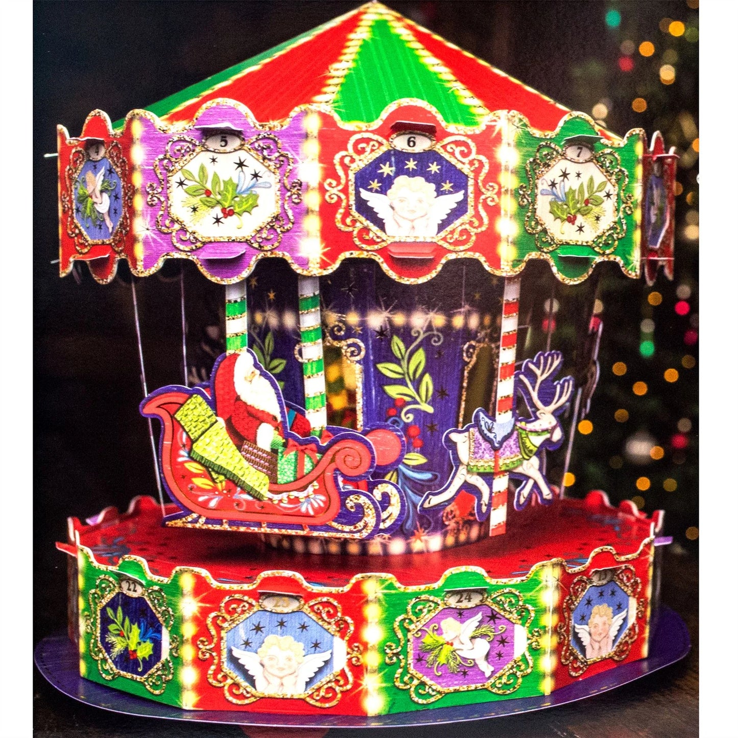 Large 3D Advent Calendar Revolving Carousel Kit Christmas Advent Calendar Gift
