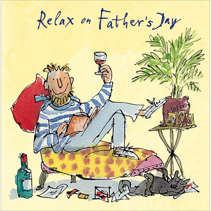 Quentin Blake Relax Cheers Dad! Father's Day Card Artistic Greeting Card