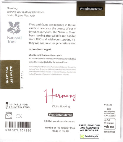 Pack Of 5 National Trust Peace On Earth Deerlicious Joy! Charity Christmas Cards