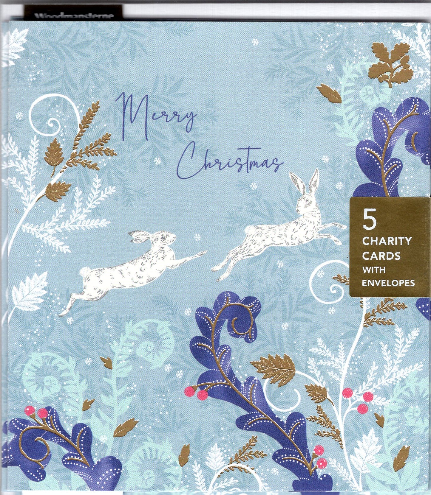 Pack Of 5 National Trust Merry Christmas Magical Hares Charity Christmas Cards