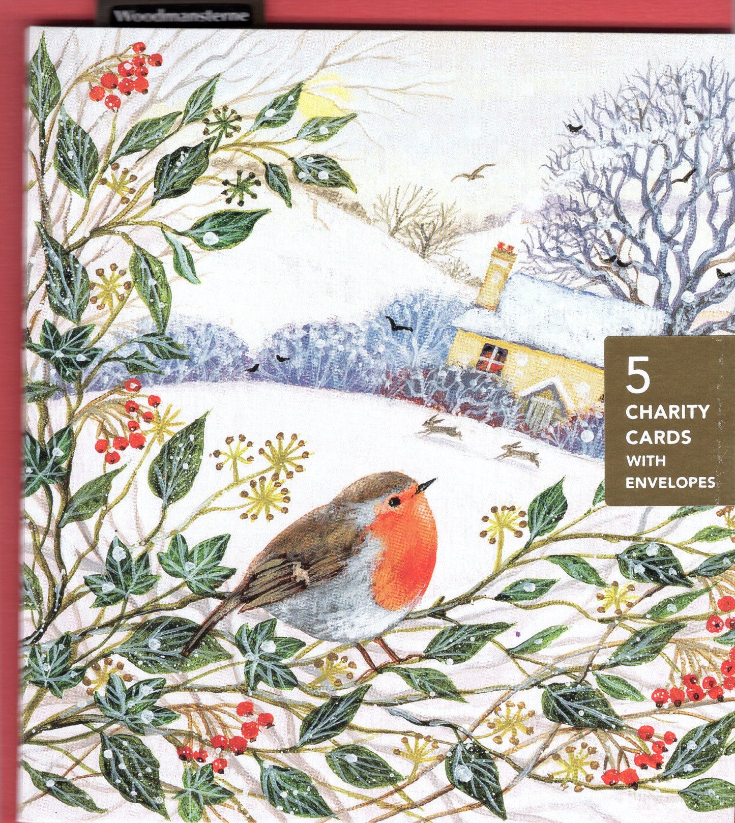 Pack Of 5 Merry & Bright Robing In Cottage Garden Charity Christmas Cards