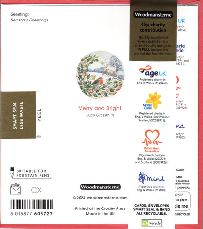 Pack Of 5 Merry & Bright Robing In Cottage Garden Charity Christmas Cards