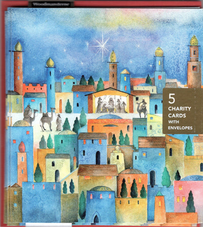Pack Of 5 Bethlehem Starlight Magic! Charity Christmas Cards